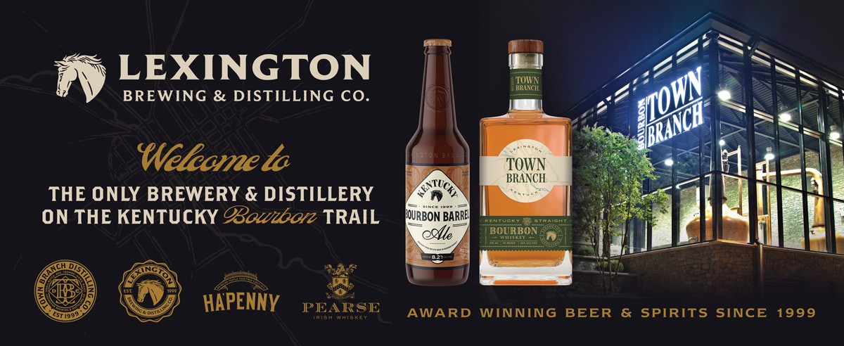 Logos for both Lexington Brewing & Distilling Co. and the Kentucky Bourbon Trail